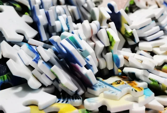  Rompecabezas de plástico de 1000 piezas a granel con patrones, tamaños y número de piezas personalizables para regalos de juguetes para adultos y niños.  Imagen física